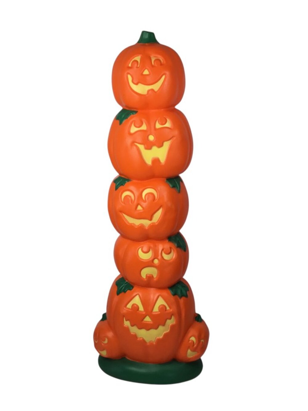 Vintage Halloween Pumpkin Blow Mold Tower Sun Hill Totem Stacked 38" Light Up